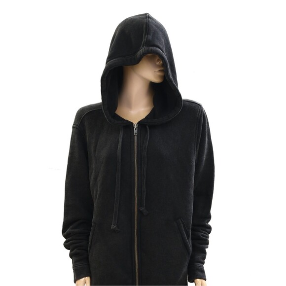 Free People Zip-up Hoodie Jacket Top Oversized Cotton Slouchy Black M 278134 - Picture 2 of 6